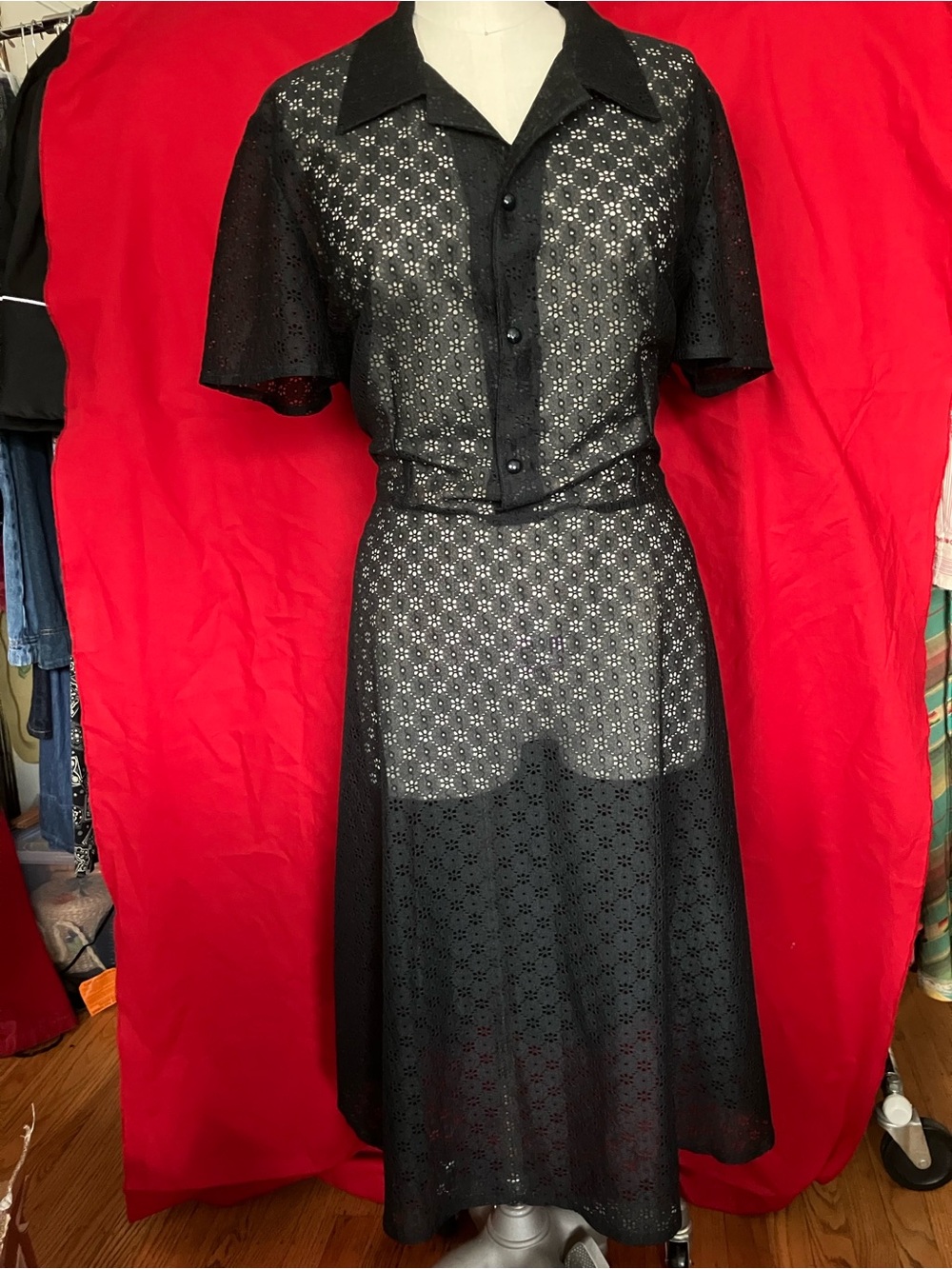 Vintage Black lace Shirtwaist Dress Volup!